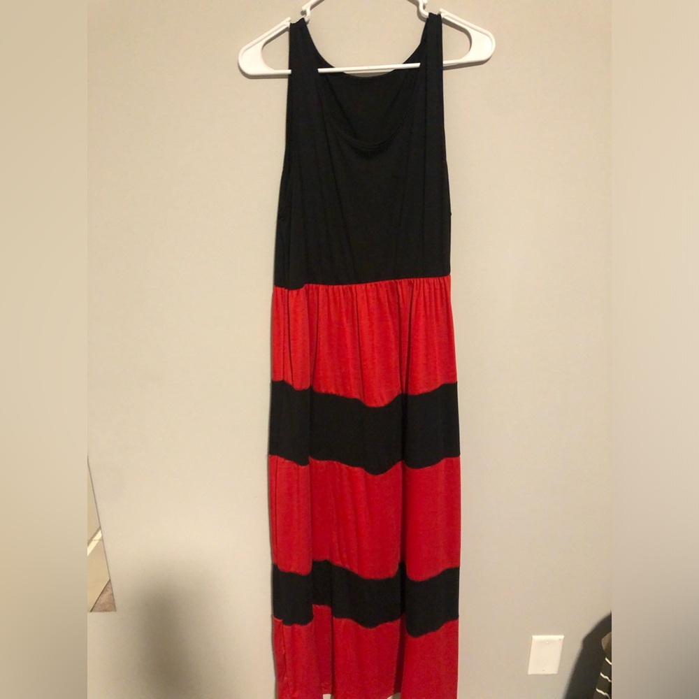 Black and Red Striped Maxi Dress